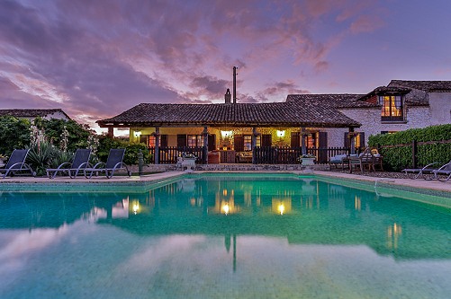 Domaine de Bramefant pool at night